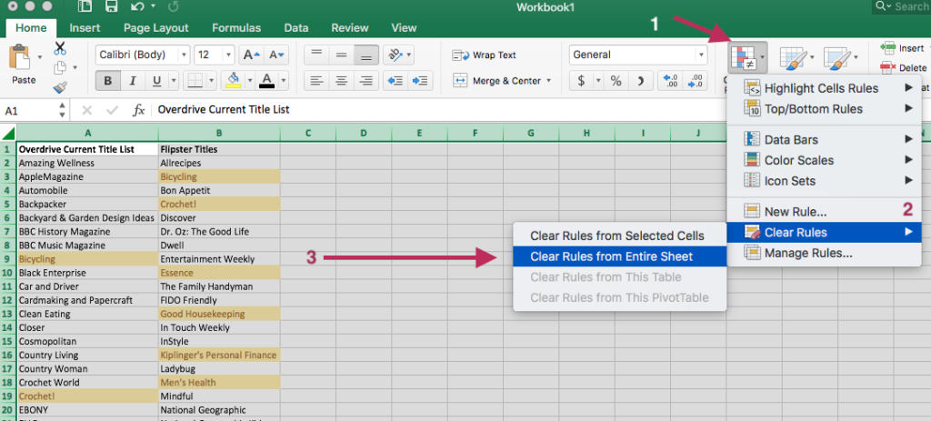 Clear conditional formatting rules